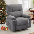GDFStudio Gresham Modern Metal and Linen Tufted Upholstered Rotating Recliner Chair