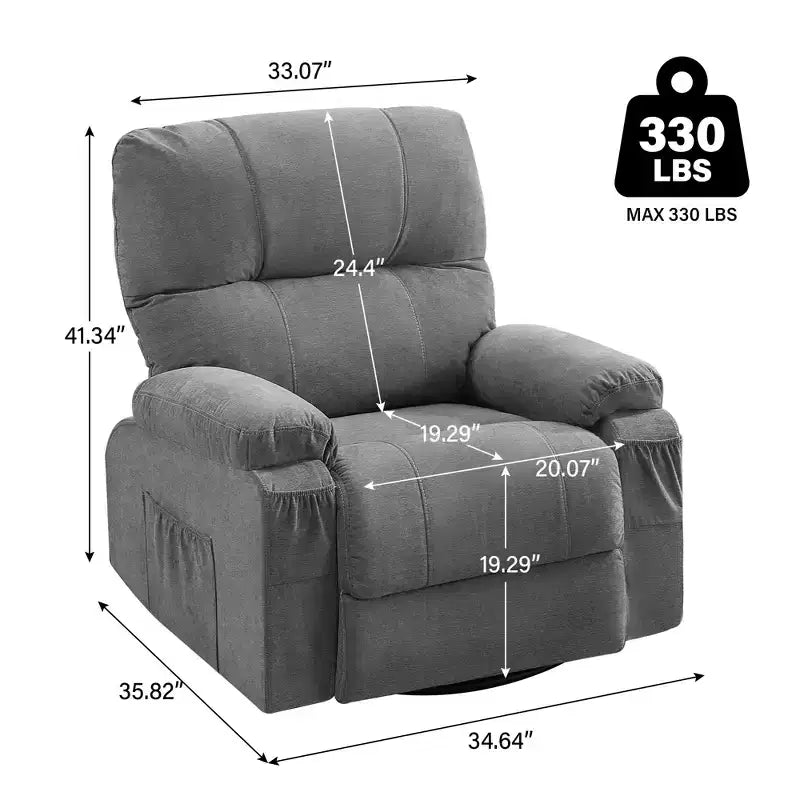 Fauteuil inclinable pivotant GDFStudio Gresham, moderne, en métal et lin capitonné