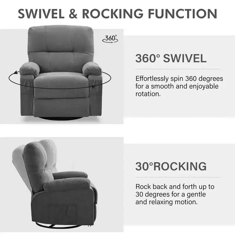 Fauteuil inclinable pivotant GDFStudio Gresham, moderne, en métal et lin capitonné