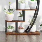 Support de plantes d'intérieur à 5 niveaux en forme de demi-lune avec crochets de suspension, étagère d'exposition incurvée pour pots de fleurs pour la maison, le patio, le jardin et le balcon