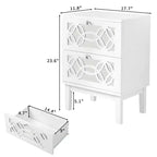 Tables de nuit Karl Home 2 tiroirs en MDF blanc de 45 cm de large - Lot de 2