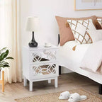 Tables de nuit Karl Home 2 tiroirs en MDF blanc de 45 cm de large - Lot de 2