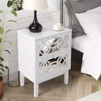 Tables de nuit Karl Home 2 tiroirs en MDF blanc de 45 cm de large - Lot de 2