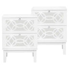 Tables de nuit Karl Home 2 tiroirs en MDF blanc de 45 cm de large - Lot de 2