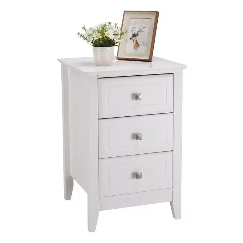 Tables de chevet Karl Home à 3 tiroirs en MDF blanc de 40 cm de large