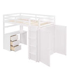 Lit mezzanine CLIHOME une place avec 3 tiroirs de rangement, bureau et armoire