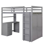 Lit mezzanine CLIHOME une place avec 3 tiroirs de rangement, bureau et armoire
