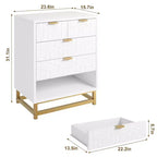 Commode blanche à 5 tiroirs avec grand rangement, organiseur de poitrine moderne avec pieds en métal, commode de chambre