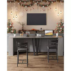 Ensemble de table de bar 3 pièces pour 2 personnes, ensemble table et chaises de bar avec rallonge à plateau rabattable, ensemble table à manger avec étagères de rangement