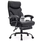 Fauteuil de bureau de direction à dossier haut - Capacité de 227 kg Fauteuil pivotant ergonomique en cuir PU avec hauteur réglable, support lombaire et accoudoirs relevables