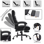 Fauteuil de bureau de direction à dossier haut - Capacité de 227 kg Fauteuil pivotant ergonomique en cuir PU avec hauteur réglable, support lombaire et accoudoirs relevables