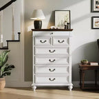 Commode GustoWave, commode de ferme en bois à 7 tiroirs pour chambre à coucher, salon, couloir