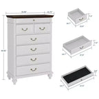 Commode GustoWave, commode de ferme en bois à 7 tiroirs pour chambre à coucher, salon, couloir