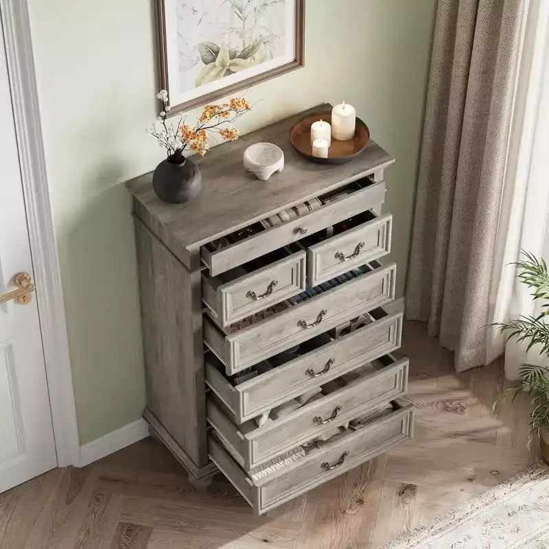 Commode GustoWave, commode de ferme en bois à 7 tiroirs pour chambre à coucher, salon, couloir