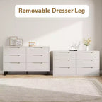 Commode à 6 tiroirs pour chambre à coucher, commode de 120 cm de large, meuble de rangement vertical autoportant avec rangement, commode de rangement en bois