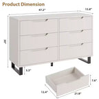 Commode à 6 tiroirs pour chambre à coucher, commode de 120 cm de large, meuble de rangement vertical autoportant avec rangement, commode de rangement en bois