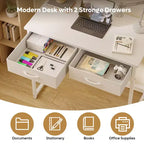 Bureau d'étude Pinmoco de 32 pouces avec 2 tiroirs en tissu et éclairage LED RGB, petit bureau d'ordinateur avec crochet de suspension pour petits espaces