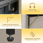 Bureau d'étude Pinmoco de 32 pouces avec 2 tiroirs en tissu et éclairage LED RGB, petit bureau d'ordinateur avec crochet de suspension pour petits espaces