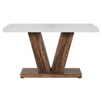 MAYEERTY Table de salle à manger de ferme de 47 pouces, Table de cuisine en bois avec base de piédestal robuste