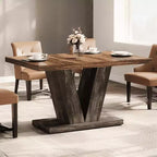 MAYEERTY Table de salle à manger de ferme de 47 pouces, Table de cuisine en bois avec base de piédestal robuste