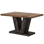 MAYEERTY Table de salle à manger de ferme de 47 pouces, Table de cuisine en bois avec base de piédestal robuste