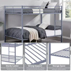 Lit superposé double sur double, cadre de lit superposé en métal robuste, aucun sommier requis, pour les petits espaces, gris