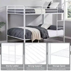 Lit superposé double sur double, cadre de lit superposé en métal robuste, aucun sommier requis, pour les petits espaces, gris