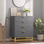 Coiffeuse de chambre Zstar, commode à 4 tiroirs avec pieds en métal