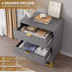 Coiffeuse de chambre Zstar, commode à 4 tiroirs avec pieds en métal