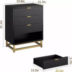 Coiffeuse de chambre Zstar, commode à 4 tiroirs avec pieds en métal