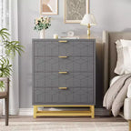 Coiffeuse de chambre Zstar, commode à 4 tiroirs avec pieds en métal