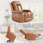 Fauteuil releveur inclinable en cuir PU, meuble réglable pour le dos et les jambes avec 3 positions, poche latérale (largeur d'assise 56 cm + porte-gobelets)