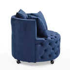 Fauteuil pivotant de salon en velours, avec capitonnage et roulettes mobiles, incluant 3 oreillers, noir