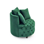 Fauteuil pivotant de salon en velours, avec capitonnage et roulettes mobiles, incluant 3 oreillers, noir