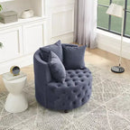 Fauteuil pivotant de salon en velours, avec capitonnage et roulettes mobiles, incluant 3 oreillers, noir