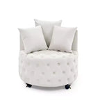 Fauteuil pivotant de salon en velours, avec capitonnage et roulettes mobiles, incluant 3 oreillers, noir