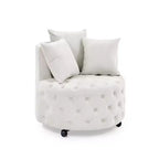 Fauteuil pivotant de salon en velours, avec capitonnage et roulettes mobiles, incluant 3 oreillers, noir