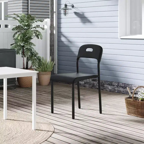1 chaise de salle à manger - Chaises modernes empilables, chaise de salle à manger en plastique avec pieds en métal, montage facile, imperméable et résistante aux taches, pour intérieur et extérieur