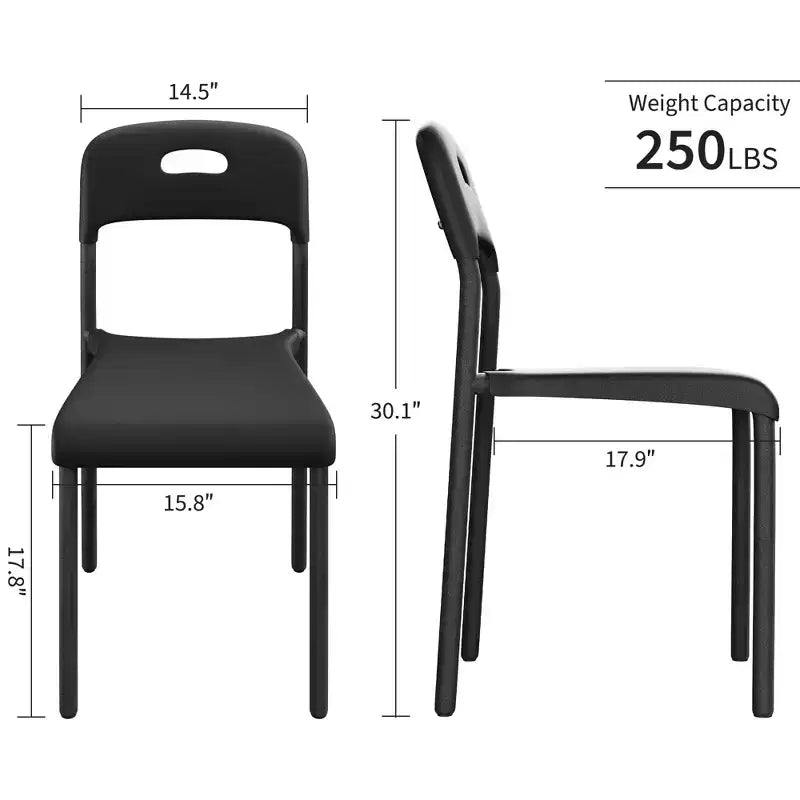 1 chaise de salle à manger - Chaises modernes empilables, chaise de salle à manger en plastique avec pieds en métal, montage facile, imperméable et résistante aux taches, pour intérieur et extérieur