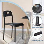 1 chaise de salle à manger - Chaises modernes empilables, chaise de salle à manger en plastique avec pieds en métal, montage facile, imperméable et résistante aux taches, pour intérieur et extérieur