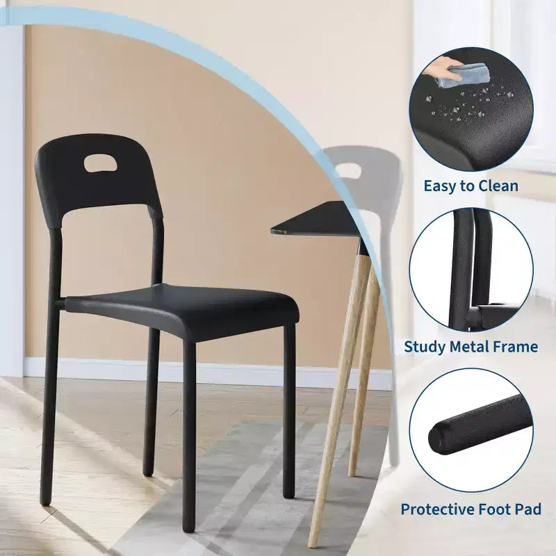 1 chaise de salle à manger - Chaises modernes empilables, chaise de salle à manger en plastique avec pieds en métal, montage facile, imperméable et résistante aux taches, pour intérieur et extérieur