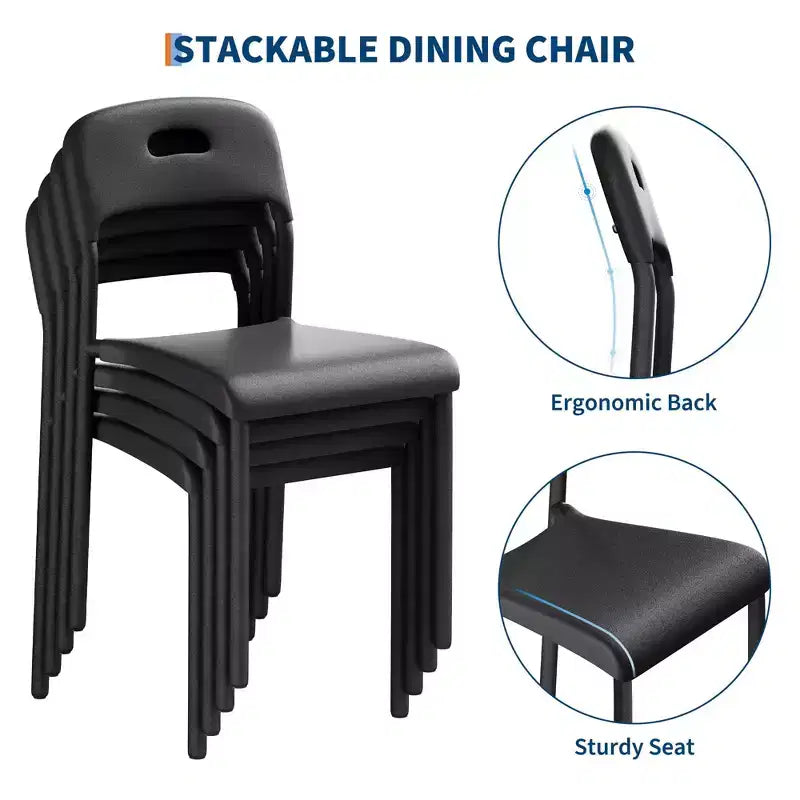 1 chaise de salle à manger - Chaises modernes empilables, chaise de salle à manger en plastique avec pieds en métal, montage facile, imperméable et résistante aux taches, pour intérieur et extérieur