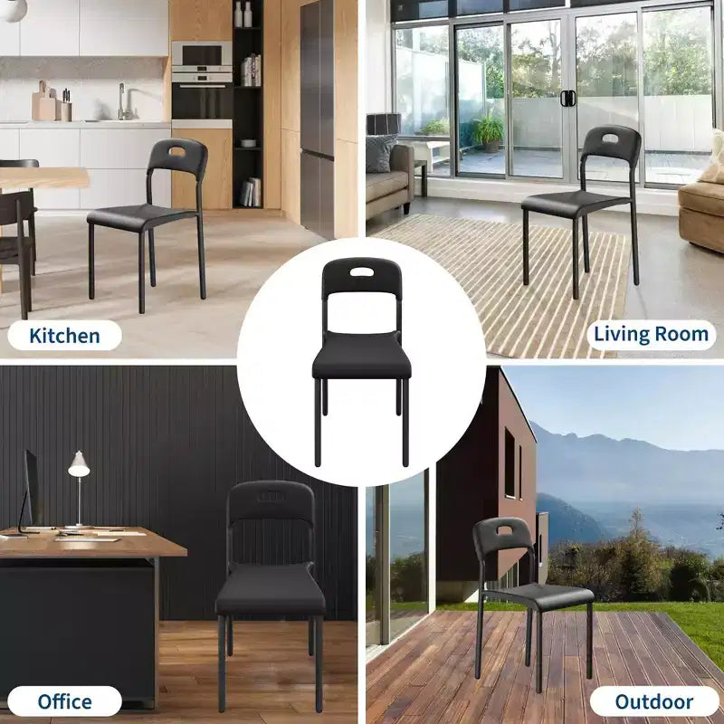 1 chaise de salle à manger - Chaises modernes empilables, chaise de salle à manger en plastique avec pieds en métal, montage facile, imperméable et résistante aux taches, pour intérieur et extérieur