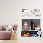Bibliothèque et rangement de jouets pour enfants, Organisateur d'étagères en bois pour tout-petits, Rangement de salle de jeux, Meuble de rangement pour enfants, Organisateur d'étagères blanc