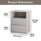ATJafurn Armoire Grise Autoportante, Table de Chevet avec 2 Tiroirs pour Salon, Chambre à Coucher