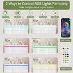 Coiffeuse Dyoney 9 tiroirs avec prise de courant et lumières LED, meuble de rangement spacieux, station de recharge