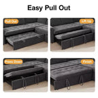 Canapé superposé modulaire Dyonery avec lit gigogne, canapé modulaire combiné 5 places en L, dossier réglable/siège de rangement, assemblage sans outils