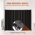 Séparateur de pièce VEVOR, Cloison mobile à roulettes, Support de rideau, Paravent autoportant pour bureau, Noir