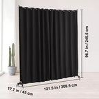Séparateur de pièce VEVOR, Cloison mobile à roulettes, Support de rideau, Paravent autoportant pour bureau, Noir