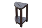 Banc de douche d'extérieur triangulaire compact en teck avec étagère HomeRoots, finition marron